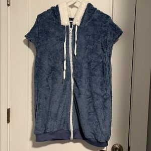 Cozy Blue Hooded Zip-Up Vest